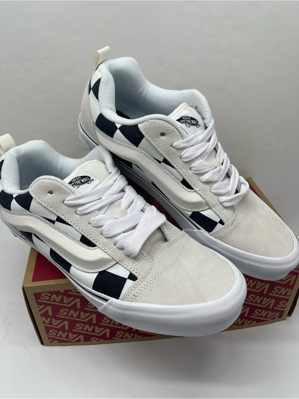 Vans Knu Skool MEGA CHECK BLANC DE BLANC/BLAC VN000D22UY6 Skate Sneakers